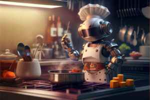 Mini robot cocinando